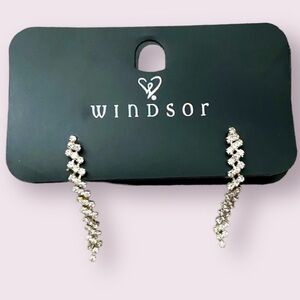 Windsor Silver and Rhinestone Drop Earrings